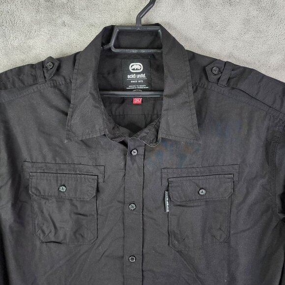 Mens Black Ecko Unltd Shirt Long Sleeve Button-Up Front Pockets Size 2XL - Picture 5 of 13